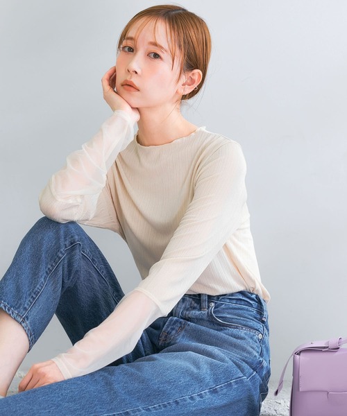 URBAN RESEARCH ROSSO（アーバンリサーチロッソ）の「シアードッキングカットソー（Tシャツ/カットソー・レディース・グリーン/アイボリー・FREE）」の2枚目の写真