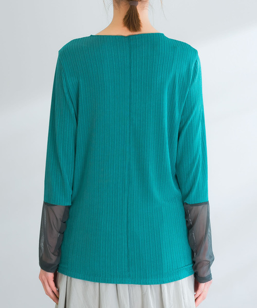 URBAN RESEARCH ROSSO（アーバンリサーチロッソ）の「シアードッキングカットソー（Tシャツ/カットソー・レディース・グリーン/アイボリー・FREE）」の5枚目の写真