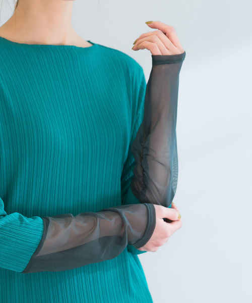 URBAN RESEARCH ROSSO（アーバンリサーチロッソ）の「シアードッキングカットソー（Tシャツ/カットソー・レディース・グリーン/アイボリー・FREE）」の8枚目の写真