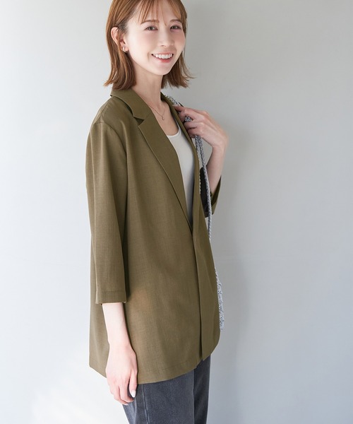 ロペピクニック麻調シアーダブルテーラードジャケット　茶 ダークブラウン　38 楽天市場】【SALE／50%OFF】セットアップ対応/麻調シアーダブル