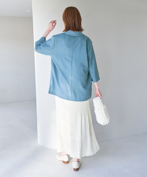 ROPE' PICNIC(ロペピクニック)の「セットアップ対応/麻調シアージャケット(テーラードジャケット・レディース・カーキ/チャコールグレー/ベージュ/ターコイズブルー・38)」の14枚目の写真