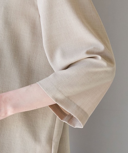 ROPE' PICNIC(ロペピクニック)の「セットアップ対応/麻調シアージャケット(テーラードジャケット・レディース・カーキ/チャコールグレー/ベージュ/ターコイズブルー・38)」の15枚目の写真