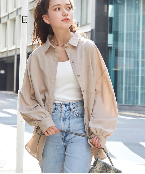 Rejoule(リジュール)の「コットンリネンオーバーサイズシャツ(シャツ/ブラウス・レディース・チャコールグレー/ベージュ/ホワイト系その他・FREE)」の3枚目の写真