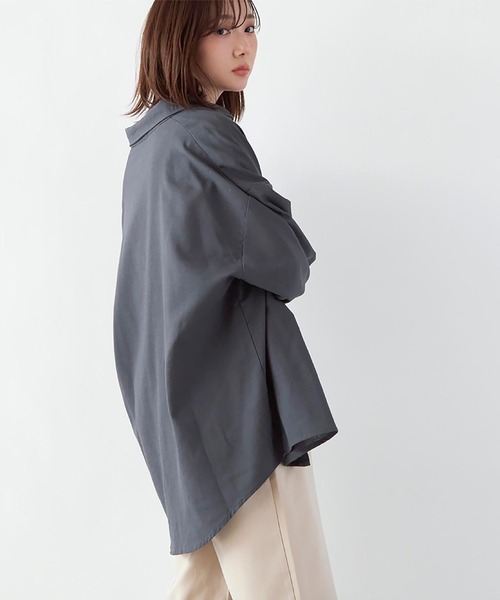 Rejoule(リジュール)の「コットンリネンオーバーサイズシャツ(シャツ/ブラウス・レディース・チャコールグレー/ベージュ/ホワイト系その他・FREE)」の2枚目の写真