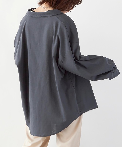 Rejoule(リジュール)の「コットンリネンオーバーサイズシャツ(シャツ/ブラウス・レディース・チャコールグレー/ベージュ/ホワイト系その他・FREE)」の7枚目の写真
