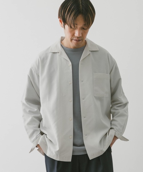 URBAN RESEARCH DOORS（アーバンリサーチドアーズ）の「『吸水速乾』セオアルファオープンカラーロングスリーブシャツ（シャツ/ブラウス・メンズ・オフホワイト/チャコールグレー/モカ・MEDIUM/LARGE）」の4枚目の写真