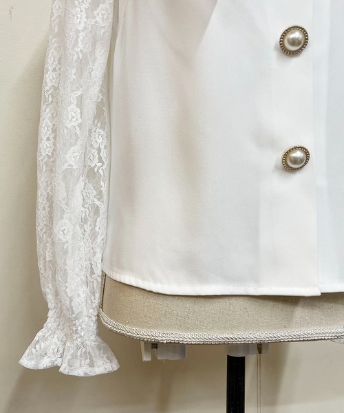 MA*RS（アメーバーマーズ）の「袖レースびっくりぼんタイブラウス（シャツ/ブラウス・レディース・ピンク/ブラック/ホワイト・FREE）」の7枚目の写真