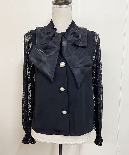 MA*RS（アメーバーマーズ）の「袖レースびっくりぼんタイブラウス（シャツ/ブラウス・レディース・ピンク/ブラック/ホワイト・FREE）」の10枚目の写真