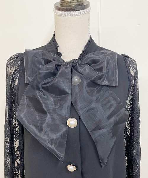 MA*RS（アメーバーマーズ）の「袖レースびっくりぼんタイブラウス（シャツ/ブラウス・レディース・ピンク/ブラック/ホワイト・FREE）」の11枚目の写真