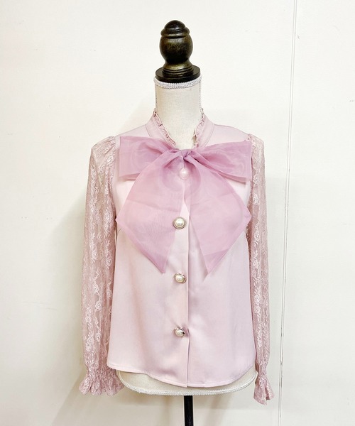 MA*RS（アメーバーマーズ）の「袖レースびっくりぼんタイブラウス（シャツ/ブラウス・レディース・ピンク/ブラック/ホワイト・FREE）」の15枚目の写真