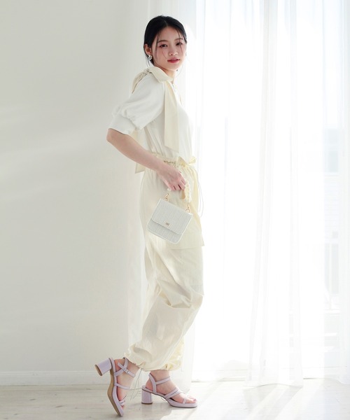one after another NICE CLAUP(ワンアフターアナザーナイスクラップ)の「パラシュートパンツ(カーゴパンツ・レディース・チャコールグレー/ピンク/アイボリー・FREE)」の8枚目の写真