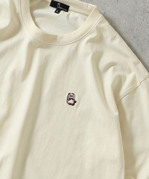 ZIP FIVE（ジップファイブ）の「【ZIP FIVE】動物刺繍 ワンポイント 綿100 ビッグシルエット 半袖 Tシャツ ユニセックス（Tシャツ/カットソー・レディース・ホワイト×ネイビー/オートミール/杢グレー/クリーム/ホワイト系/ホワイト系1/ホワイト系2/ホワイト系3/ブラック系/グレー系/ベージュ系/アイボリー系/ネイビー系/ネイビー系1/ネイビー系2/ネイビー/ブラック/ホワイト/ホワイト系7/ホワイト系8/ホワイト系4/ホワイト系6/ブラック系1/アイボリー系1/ネイビー系3/ネイビー系4/ホワイト系5/ベージュ系1・LARGE/MEDIUM/SMALL/X-LARGE）」の20枚目の写真