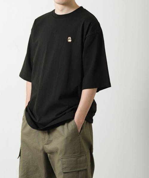 ZIP FIVE】動物刺繍 ワンポイント 綿100 ビッグシルエット 半袖 T