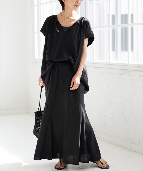 JOURNAL STANDARD relume(ジャーナルスタンダード レリューム)の「《追加》リネンレーヨンマーメイドスカート(スカート・レディース・ブラック/ベージュ・36/38)」の4枚目の写真