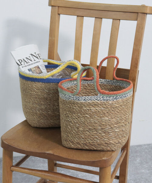 EARTH MADE(アースメイド)の「【EARTH MADE/アースメイド】スクエアボトムバスケット(かごバッグ・レディース・グリーン系その他3/ブルー系その他3・FREE)」の1枚目の写真