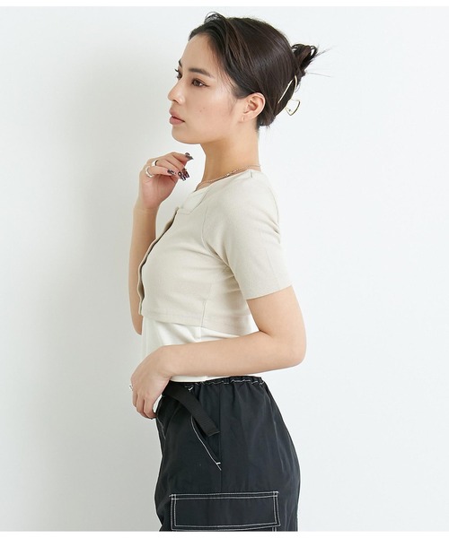 ANAP(アナップ)の「テレコリブアンサンブル(Tシャツ/カットソー・レディース・ブルー/グレイッシュベージュ/ダークグレー・FREE)」の9枚目の写真