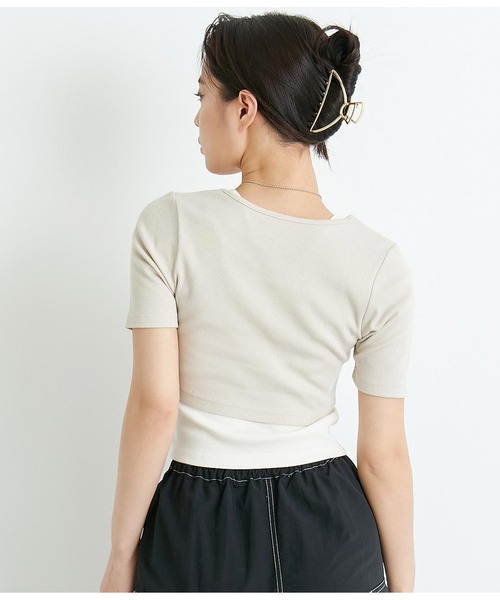 ANAP(アナップ)の「テレコリブアンサンブル(Tシャツ/カットソー・レディース・ブルー/グレイッシュベージュ/ダークグレー・FREE)」の10枚目の写真