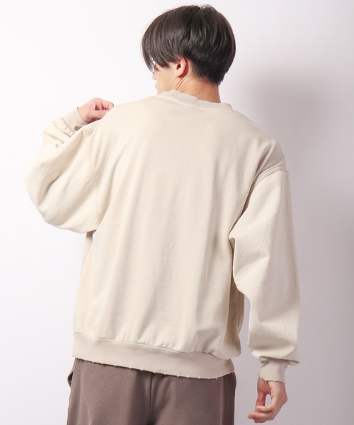 YOUWA(ユーワ)の「POWER TO THE PEOPLE リメイクプリントスウェットトレーナー(スウェット・メンズ・チャコールグレー/サンドベージュ/グレイッシュブルー・L/M)」の5枚目の写真