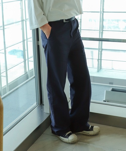 ZIP FIVE(ジップファイブ)の「【ZIP FIVE】コットンリネンライク ワイドスラックスパンツ(スラックス・メンズ・ネイビー/ブラウン/オリーブ/アイボリー/ブラック・SMALL/MEDIUM/LARGE/X-LARGE)」の5枚目の写真