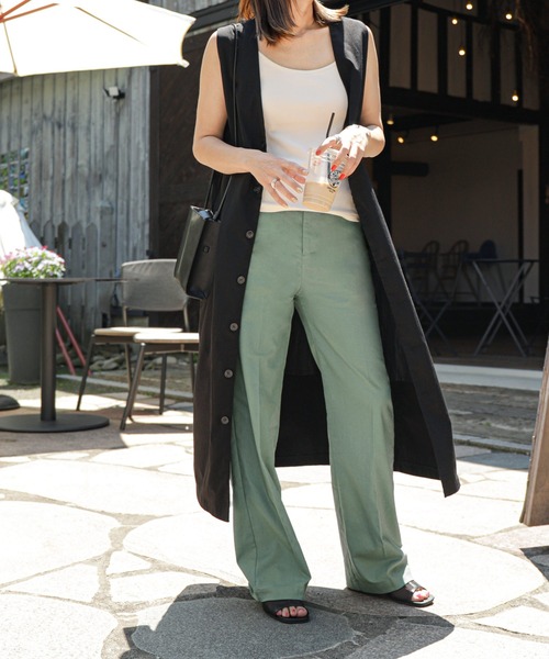 ZIP FIVE(ジップファイブ)の「【ZIP FIVE】コットンリネンライク ワイドスラックスパンツ(スラックス・メンズ・ネイビー/ブラウン/オリーブ/アイボリー/ブラック・SMALL/MEDIUM/LARGE/X-LARGE)」の12枚目の写真