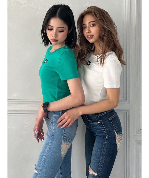 GYDA（ジェイダ）の「GYDA Patch ショートTシャツ（Tシャツ/カットソー・レディース・オフホワイト/ブラック/グリーン・FREE）」の15枚目の写真