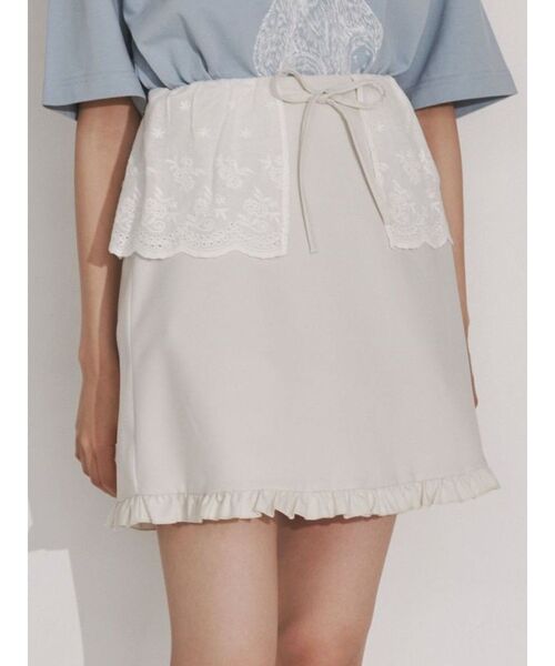 merry jenny（メリージェニー）の「レースフラップミニスカート（スカート・レディース・ブルー/ブラック/アイボリー・FREE）」の6枚目の写真