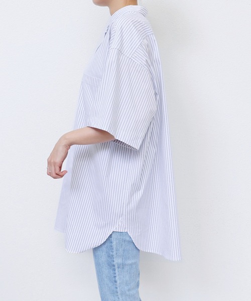 andme（アンドミー）の「ストライプバンドカラー半袖シャツ（シャツ/ブラウス・レディース・ホワイト×イエロー/イエロー/ホワイト×ブルー/ホワイト×グリーン/ブルー/グリーン・M/L）」の18枚目の写真