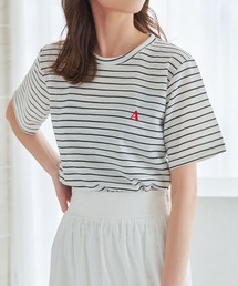 ボーダー刺繍ロゴTシャツ