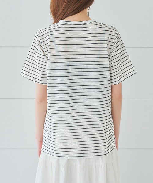 Isn't She?（イズントシー）の「ボーダー刺繍ロゴTシャツ（Tシャツ/カットソー・レディース・ブラック/レッド/ブルー・FREE）」の11枚目の写真