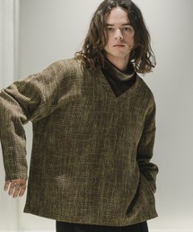 CASPER JOHN | Tweed V-neck sweat/ツィードVネックスウェット(スウェット)
