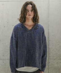 CASPER JOHN | Tweed V-neck sweat/ツィードVネックスウェット(スウェット)