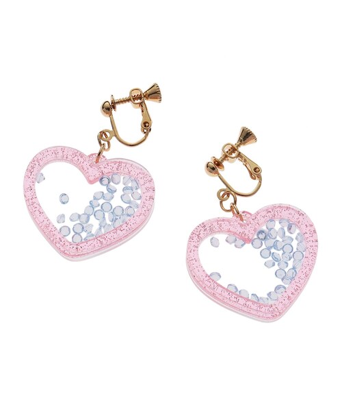 PINK-latte(ピンクラテ)の「ハートクリアイヤリング(イヤリング・キッズ・オレンジ/グリーン/ベビーピンク・00)」の2枚目の写真