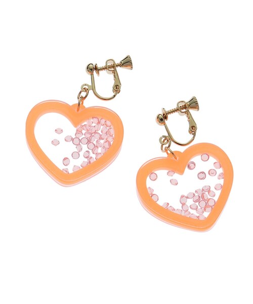 PINK-latte(ピンクラテ)の「ハートクリアイヤリング(イヤリング・キッズ・オレンジ/グリーン/ベビーピンク・00)」の3枚目の写真