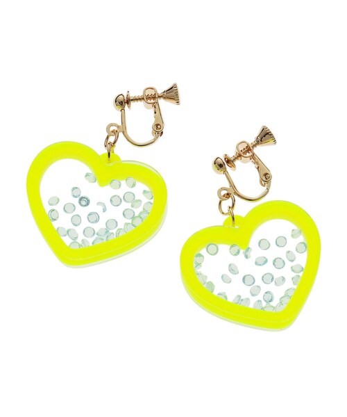 PINK-latte(ピンクラテ)の「ハートクリアイヤリング(イヤリング・キッズ・オレンジ/グリーン/ベビーピンク・00)」の1枚目の写真
