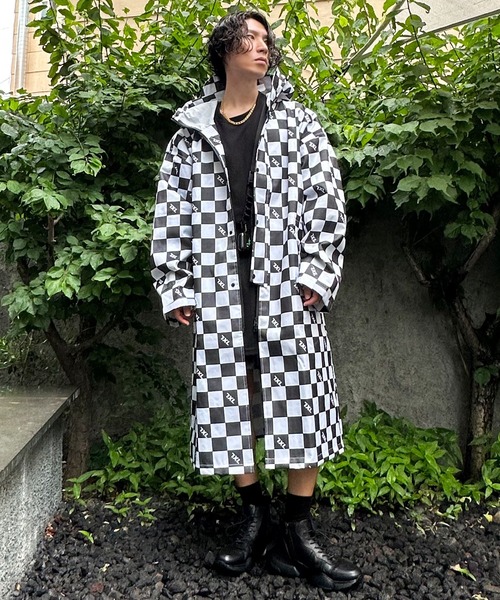 minsobi（ミンソビ）の「3color オーバーサイズレインコート（ナイロンジャケット・メンズ・チェック/ブラック/ベージュ・FREE）」の10枚目の写真