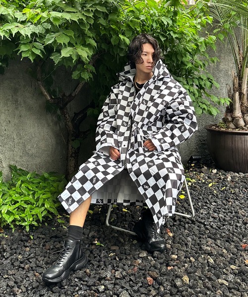 minsobi（ミンソビ）の「3color オーバーサイズレインコート（ナイロンジャケット・メンズ・チェック/ブラック/ベージュ・FREE）」の11枚目の写真