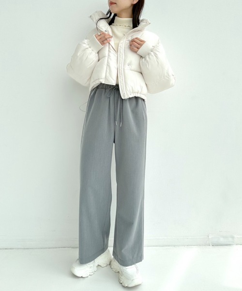 OLIVE des OLIVE（オリーブデオリーブ）の「中綿ショートブルゾン　1032070020（ダウンジャケット/コート・レディース・アイボリー/ブラック/ピンク・FREE）」の6枚目の写真