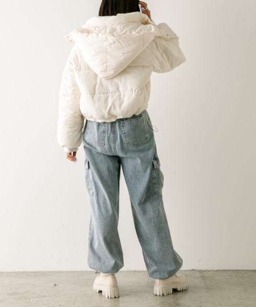 OLIVE des OLIVE（オリーブデオリーブ）の「中綿ショートブルゾン　1032070020（ダウンジャケット/コート・レディース・アイボリー/ブラック/ピンク・FREE）」の12枚目の写真