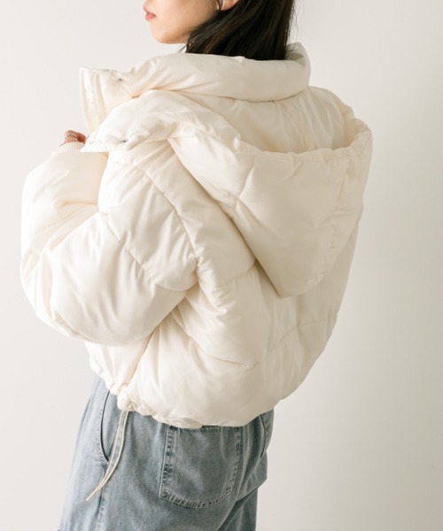 OLIVE des OLIVE（オリーブデオリーブ）の「中綿ショートブルゾン　1032070020（ダウンジャケット/コート・レディース・アイボリー/ブラック/ピンク・FREE）」の14枚目の写真
