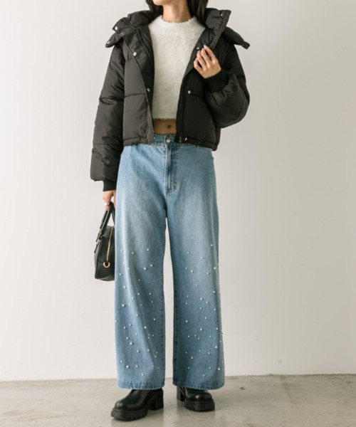 OLIVE des OLIVE（オリーブデオリーブ）の「中綿ショートブルゾン　1032070020（ダウンジャケット/コート・レディース・アイボリー/ブラック/ピンク・FREE）」の21枚目の写真