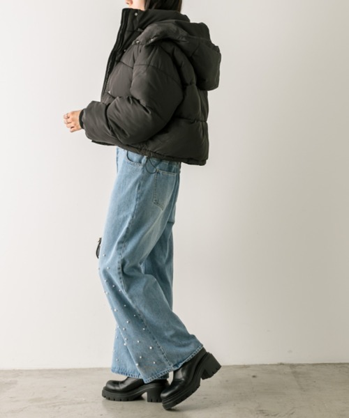 OLIVE des OLIVE（オリーブデオリーブ）の「中綿ショートブルゾン　1032070020（ダウンジャケット/コート・レディース・アイボリー/ブラック/ピンク・FREE）」の22枚目の写真