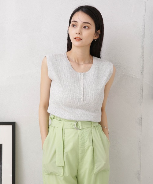 LB.04/前後2way多ボタンノースリーブニット