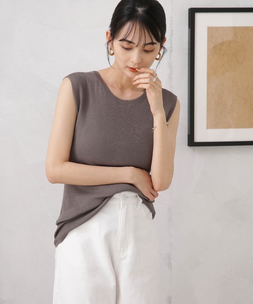 LB.04/前後2way多ボタンノースリーブニット