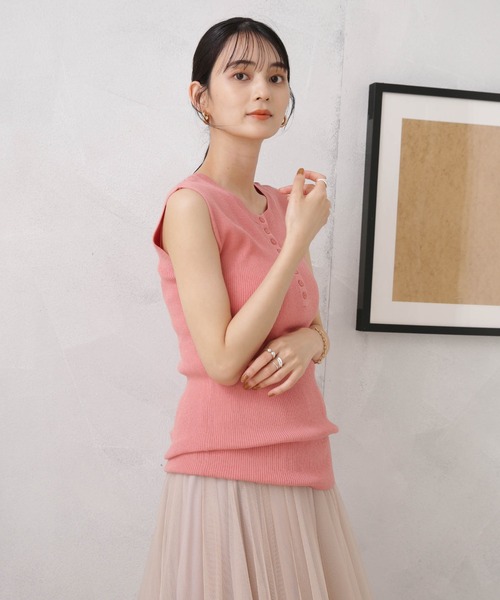 前後2way多ボタンサマーリブニット main image 1