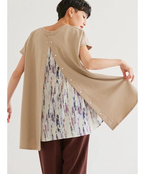 AMERICAN HOLIC（アメリカンホリック）の「バック異素材ドットボタンカットプルオーバー（Tシャツ/カットソー・レディース・チャコールグレー/グレイッシュベージュ/オフホワイト・L/M）」の5枚目の写真