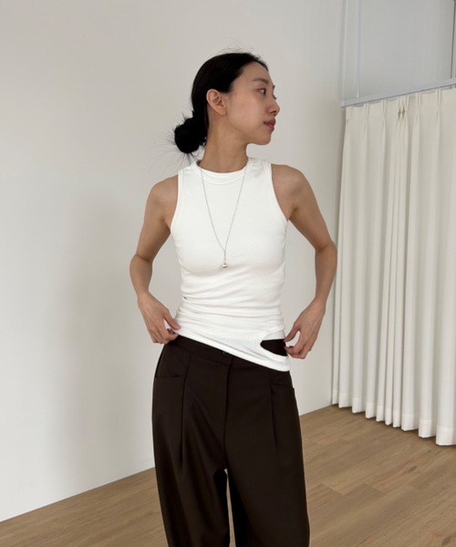 Didot.showroom（ディドット ショールーム）の「ローホールアメスリタンクトップ（タンクトップ・レディース・ホワイト/ブラック/ヘザーグレー・FREE）」の4枚目の写真