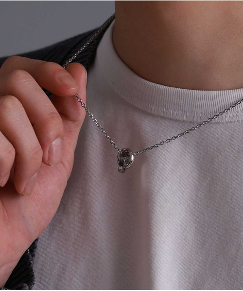 限定展開】“LH-1”ロゴダブルリングネックレス/サージカル