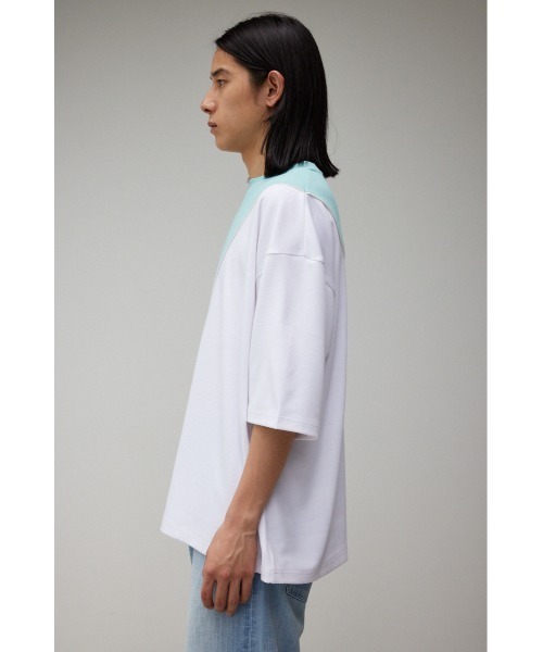 AZUL by moussy(アズールバイマウジー)の「BI-COLOR BIAS TOPS/バイカラーバイアストップス(Tシャツ/カットソー・メンズ・ホワイト系その他/ブラック系その他/ブルー系その他2・FREE)」の9枚目の写真