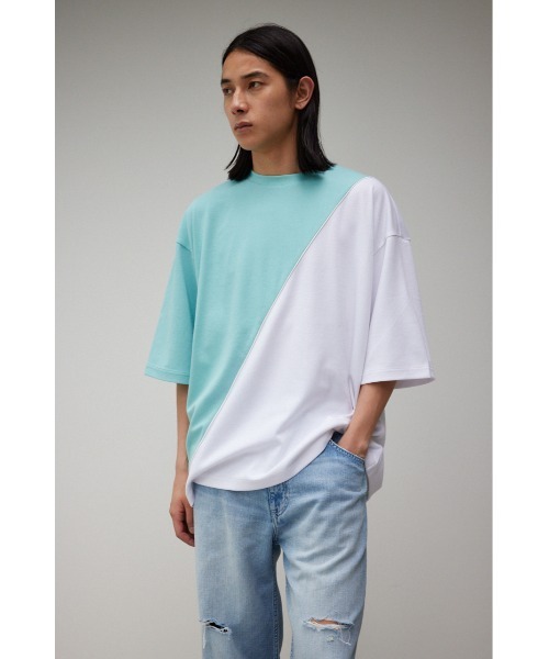 AZUL by moussy(アズールバイマウジー)の「BI-COLOR BIAS TOPS/バイカラーバイアストップス(Tシャツ/カットソー・メンズ・ホワイト系その他/ブラック系その他/ブルー系その他2・FREE)」の6枚目の写真