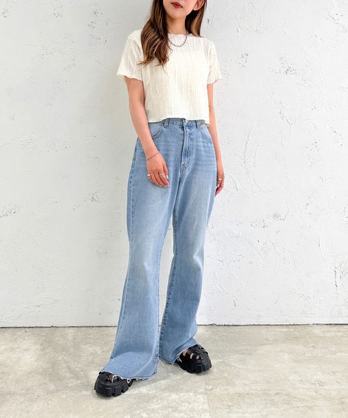 apres jour mignon(アプレジュールミニョン)の「カットジャガードTシャツ【ZOZOTOWN限定アイテム】(Tシャツ/カットソー・レディース・ブラック/アイボリー/グリーン・X-LARGE/フリー)」の10枚目の写真